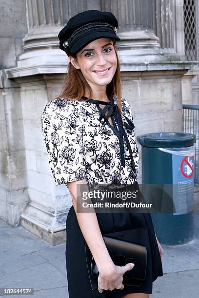 Guest arriving at Louis Vuitton show as part of the Paris Fashion Week Womenswear Spring/Summer 2014 on October 2, 2013 in Paris, France.