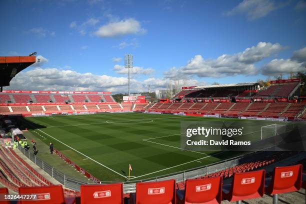 General view inside the stadium prior to the LaLiga EA Sports match between Girona FC and Valencia CF at Montilivi Stadium on December 02, 2023 in...