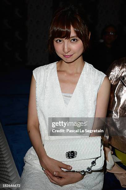 Mariko Shinoda attends the Miu Miu show as part of the Paris Fashion Week Womenswear Spring/Summer 2014 at Palais d'Iena on October 2, 2013 in Paris,...