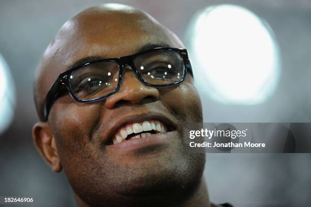 Mixed martial artist Anderson Silva of Brazil speaks during a Q&A session at UFC Gym on September 23, 2013 in Torrance, California.