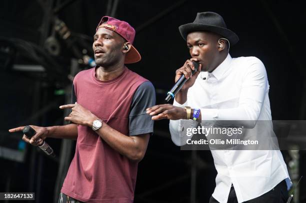 Wretch 32 and Jacob Banks perform on stage on Day 2 of Fusion Festival 2013 at Cofton Park on September 1, 2013 in Birmingham, England.