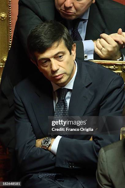Minister for Infrastructure Maurizio Lupi attends the confidence vote for Enrico Letta's government at the Italian Senate, Palazzo Madama on October...