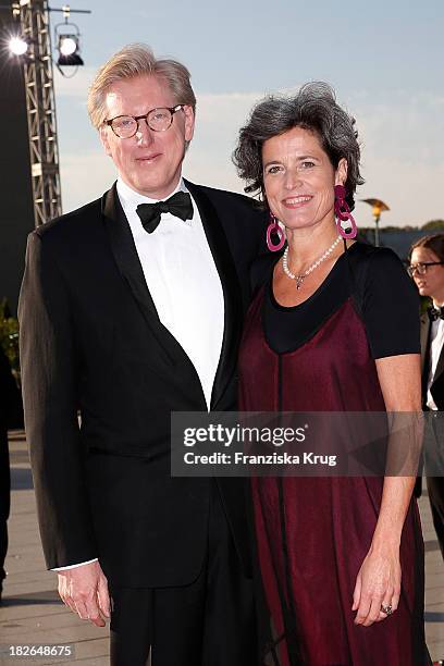 Theo Koll and Franziska zu Castell-Castell attend the Deutscher Fernsehpreis 2013 - Red Carpet Arrivals at Coloneum on October 02, 2013 in Cologne,...