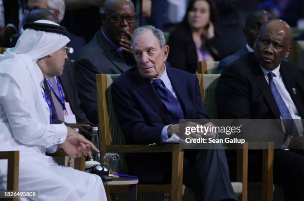 Amin Nasser , CEO of Saudi Aramco, and Michael Bloomberg attend a presentation of the Industrial Transition Accelerator during day two of the...