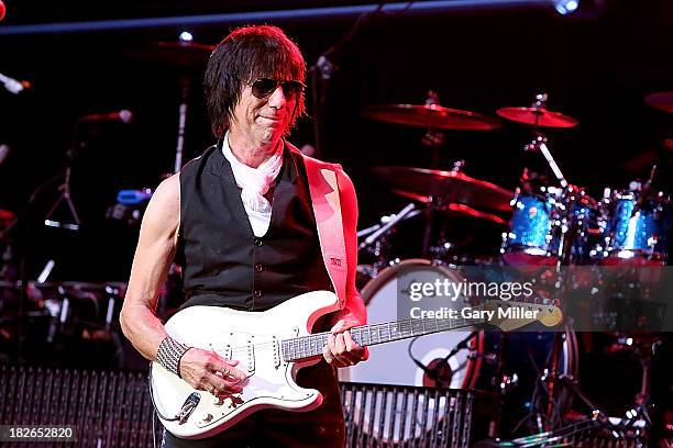 Jeff Beck performs in concert at the Bayou Music Center on October 1, 2013 in Houston, Texas.