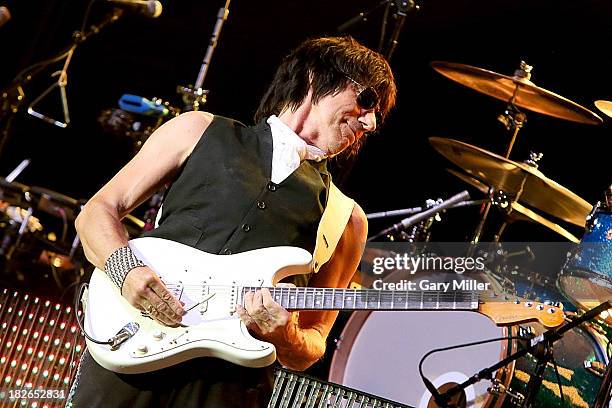 Jeff Beck performs in concert at the Bayou Music Center on October 1, 2013 in Houston, Texas.