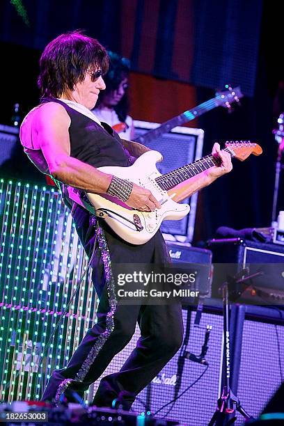 Jeff Beck performs in concert at the Bayou Music Center on October 1, 2013 in Houston, Texas.