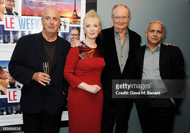 Director Roger Michell, Lindsay Duncan, Jim Broadbent and writer Hanif Kureishi attend the UK Premiere of "Le Week-end" at Curzon Chelsea on October...