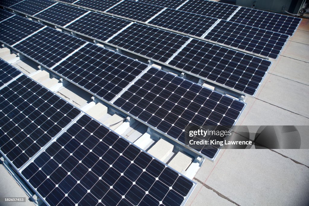 Solar panels absorbing sunlight