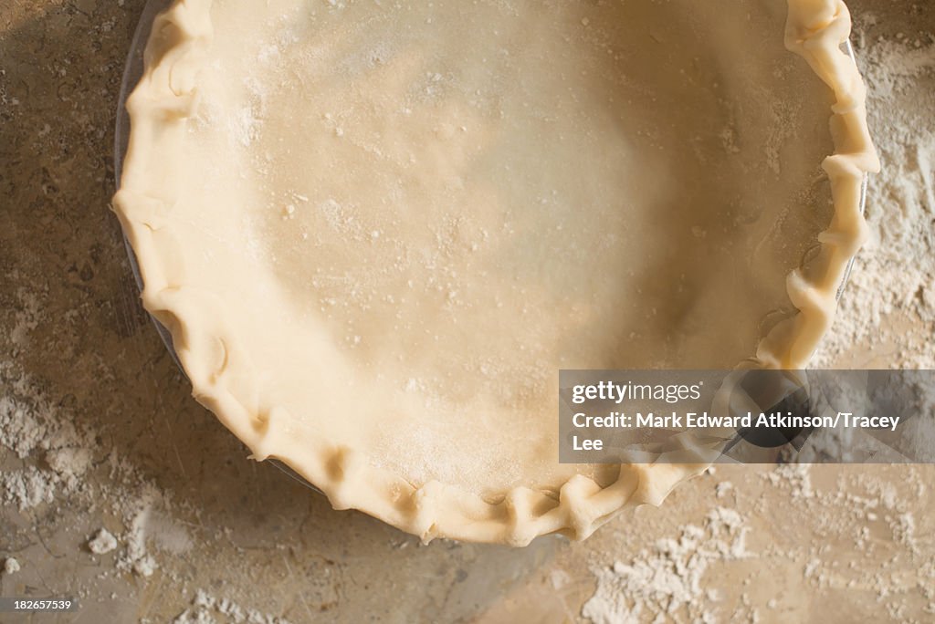 Close up of empty pie shell
