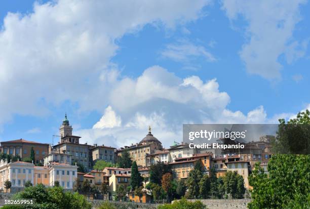 view of bergamo alta in italy - bergamo alta stock pictures, royalty-free photos & images