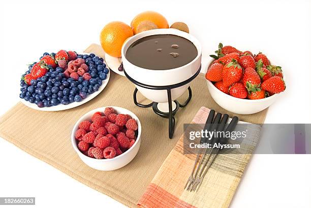 sweet treat - chocolate fondue stock pictures, royalty-free photos & images