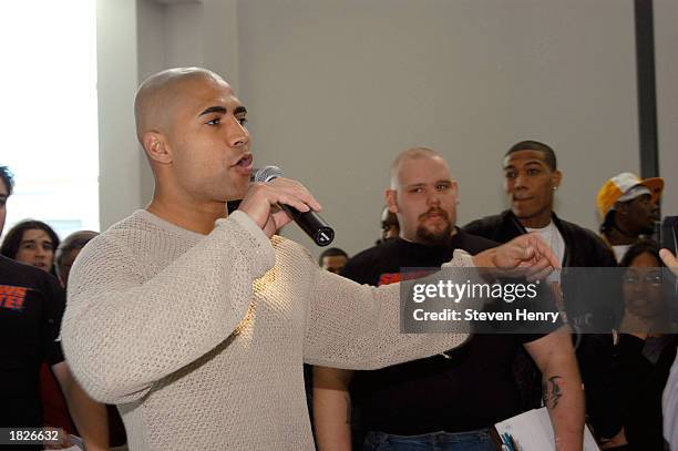 World Wrestling Entertainment professional wrestler Maven talks to fans during the "Professor For A Day" event at Nassau Community College March 3,...