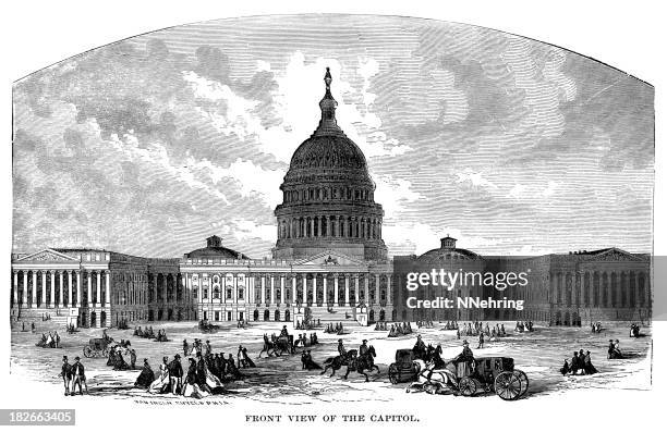 us capitol engraving - washington dc architecture stock illustrations