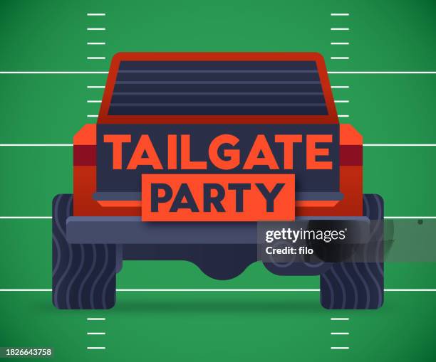 tailgate party football design - traffic jam lots of trucks stock illustrations