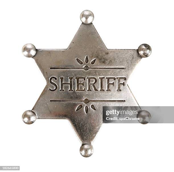 sheriff badge aislado - jefe de policía fotografías e imágenes de stock