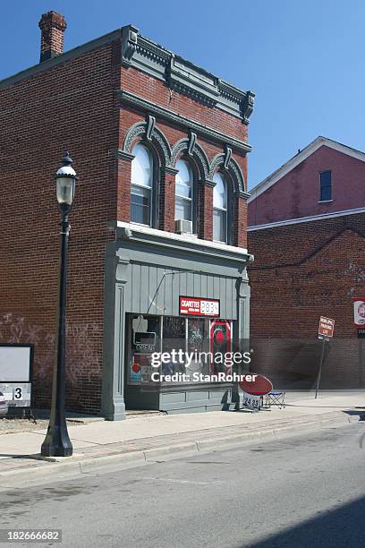 historic old store front - street light post stock pictures, royalty-free photos & images