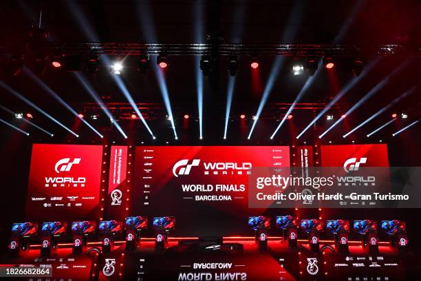 General view prior to the Manufacturers Cup in the Gran Turismo World Series Finals at Fira de Barcelona on December 02, 2023 in Barcelona, Spain. .