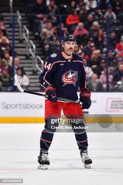 Erik Gudbranson of the Columbus Blue Jackets skates during the first period of a game against the Montreal Canadiens at Nationwide Arena on November...