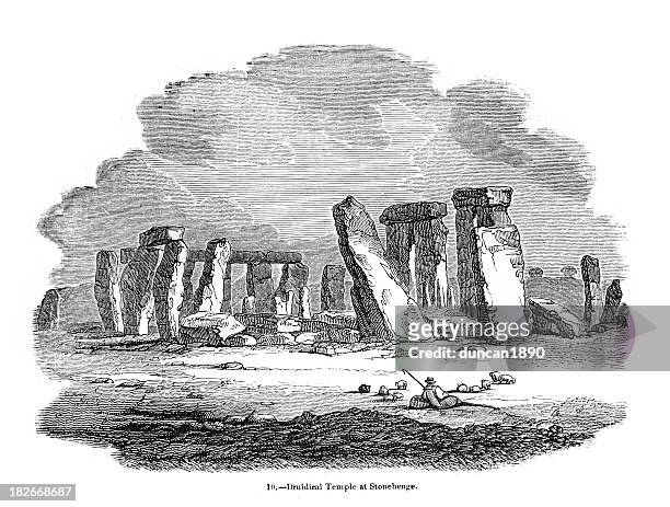 stonehenge - stone circle stock illustrations