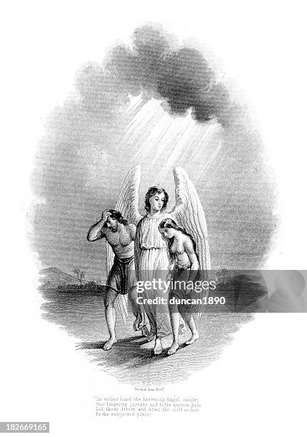 adam and eve gipsverband out of paradise - adam bibelfigur stock-grafiken, -clipart, -cartoons und -symbole