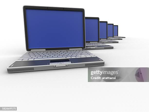 laptop group - laptops in a row stock pictures, royalty-free photos & images