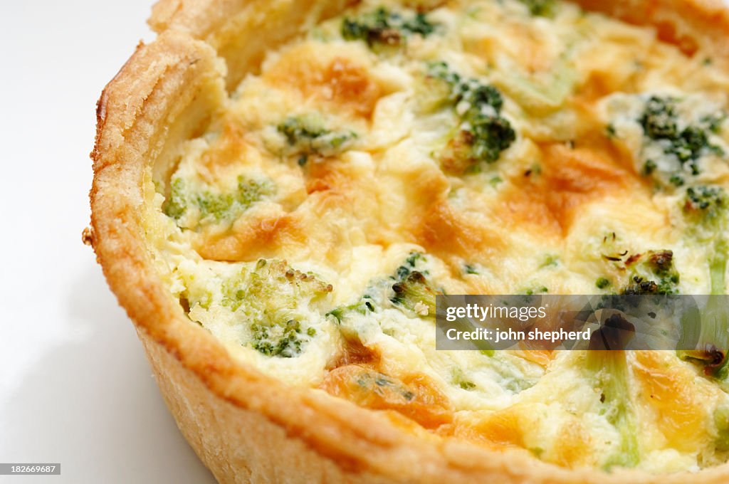 Broccoli vegetable quiche flan close up