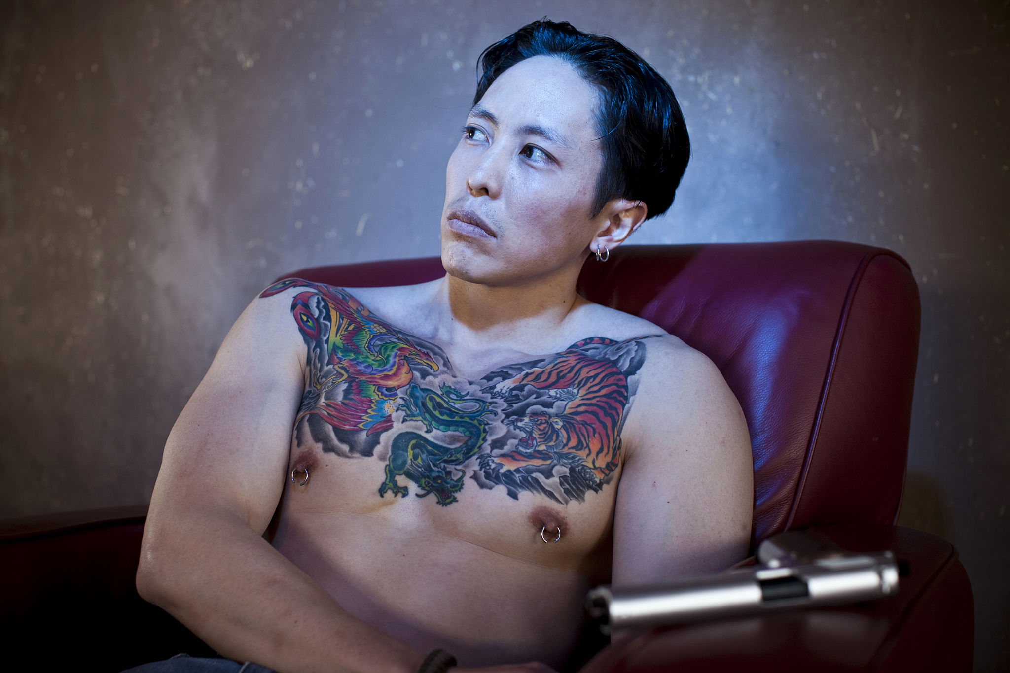 Tattoed Gangster with gun Tattoed Gangster with gun