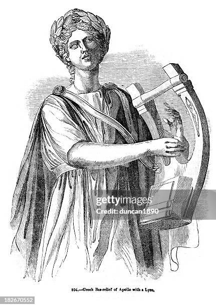 ilustrações, clipart, desenhos animados e ícones de deus grego apollo tocando lyre - apolo