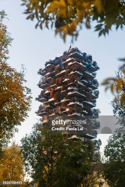 the vertical forest in milan' s isola district. - vertical forest stock pictures, royalty-free photos & images