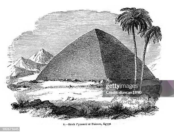 brick pyramid at fayoum, egypt - bronze age stock illustrations