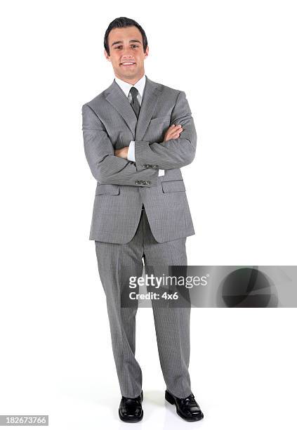 geschäftsmann lächeln - gray suit stock-fotos und bilder