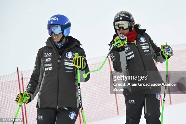 Elena Curtoni of Team Italy, Federica Brignone of Team Italy during during the Audi FIS Alpine Ski World Cup Women's Downhill Training on December 6,...