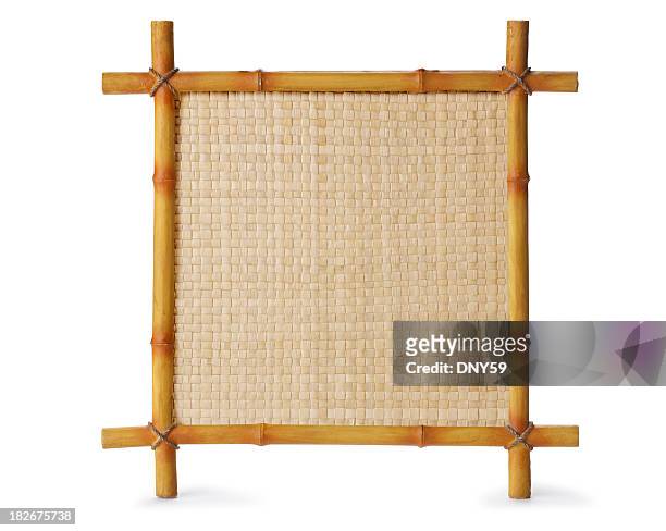 bambus-schild, isoliert auf weißem hintergrund - bambus stock-fotos und bilder