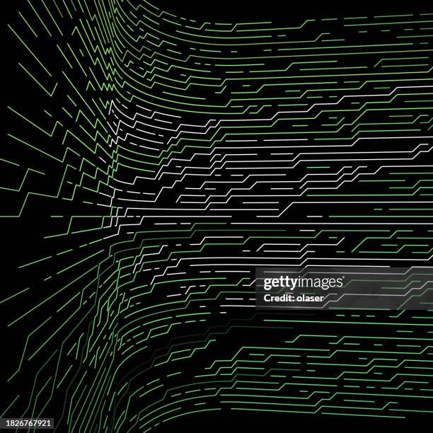 abstract green circuit lines on black background. - silicon stock illustrations