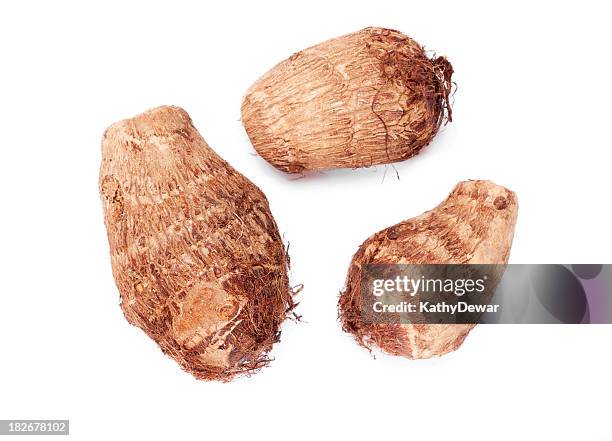 taro root trio - taro stock pictures, royalty-free photos & images