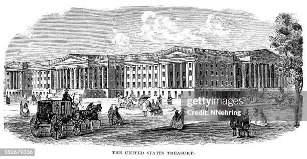 us treasury engraving - 1873 stock illustrations