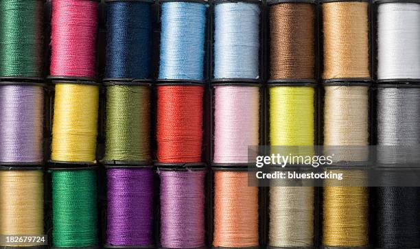 colorful threads background - spool thread stock pictures, royalty-free photos & images