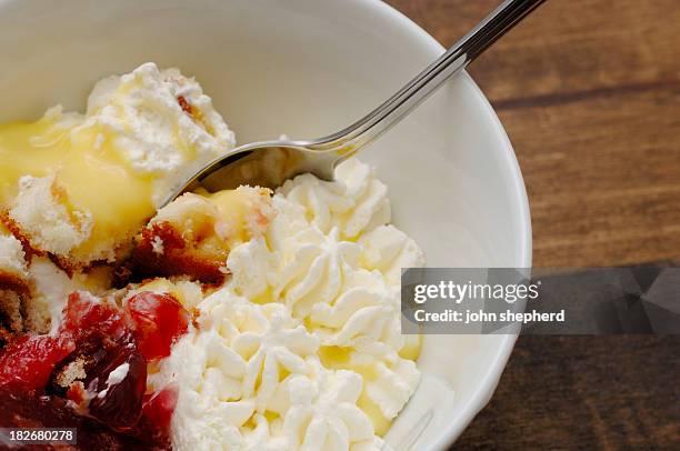 bowl of dessert fruit trifle - trifle stock pictures, royalty-free photos & images