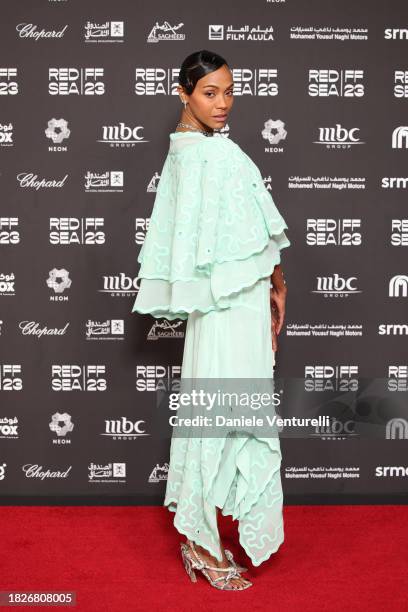 Zoe Saldana attends the screening of "The Absence Of Eden" during the Red Sea International Film Festival 2023 at the Souk Cinema on December 02,...