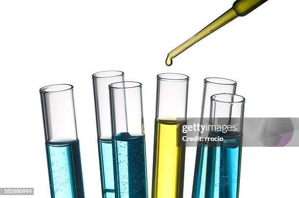 test tubes and dropper - solutions chemistry stock pictures, royalty-free photos & images