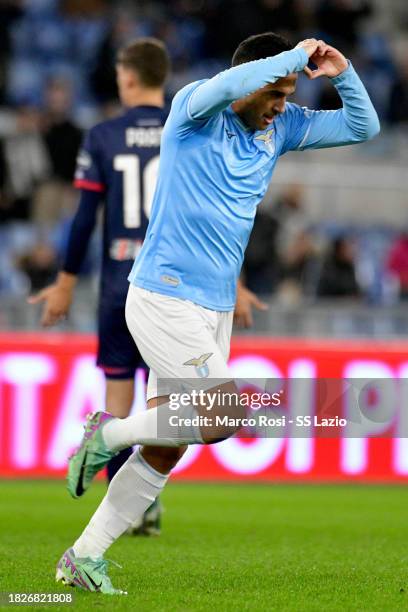 Pedro Rodriguez of SS Lazio celebrates a opening goal during the Serie A TIM match between SS Lazio and Cagliari Calcio at Stadio Olimpico on...