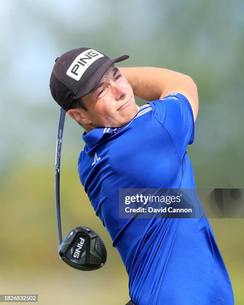 Viktor Hovland of Norway plays his tee shot on the fourth hole during the third round of the Hero World Challenge at Albany Golf Course on December...