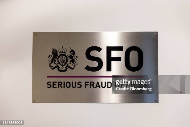 Name plate at the Serious Fraud Office headquarters in London, UK, on Wednesday, Dec. 6, 2023. The Serious Fraud Office arrested AOG Technics Ltd.'s...