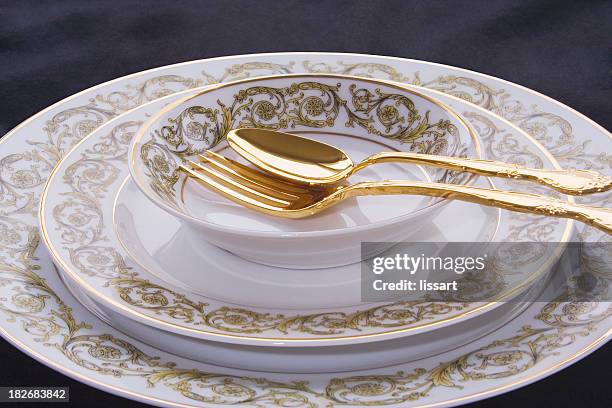 china place setting - fine china stock pictures, royalty-free photos & images