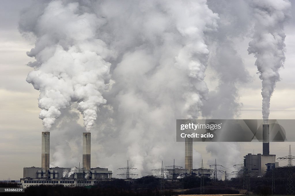 Smokestacks with pollution