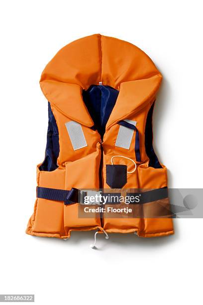 objects: life vest - orange vest stock pictures, royalty-free photos & images