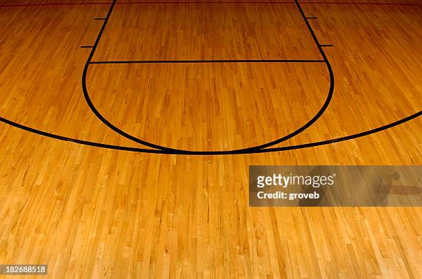 simplistic aerial view of a basketball court - hardwood stock pictures, royalty-free photos & images