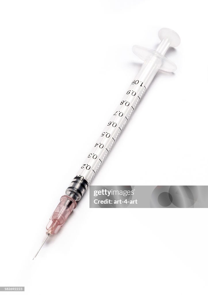 Botox syringe on white background