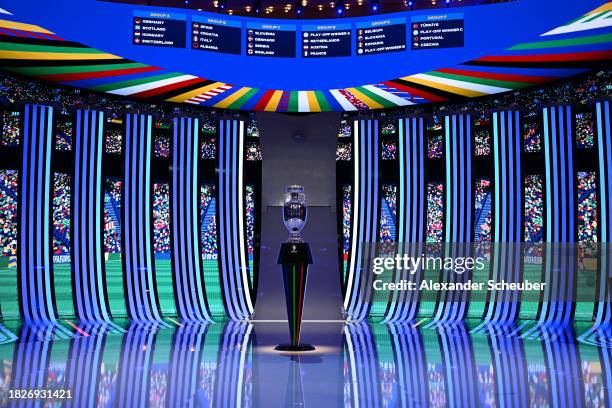 The final groups are seen after the UEFA EURO 2024 Final Tournament Draw at Elbphilharmonie on December 02, 2023 in Hamburg, Germany.